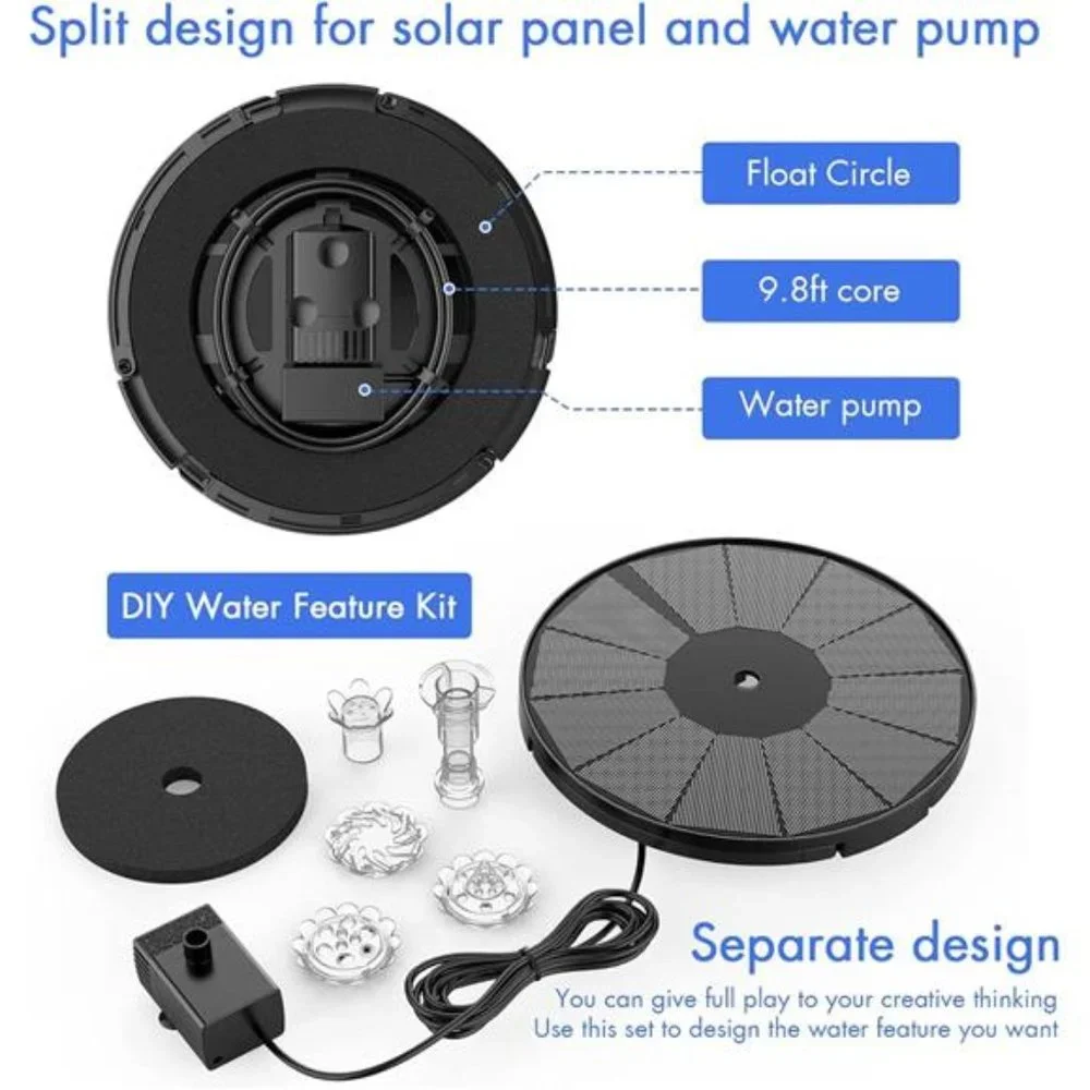 3.5W Solar Fountain Pump for Water Feature Outdoor DIY Solar Bird Bath Fountain